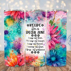 Special Aunt Recipe Tumbler, Auntie Appreciation Cup, Stainless Steel Travel Mug